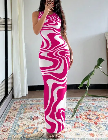 Rochie lunga SHEIN, alb/roz