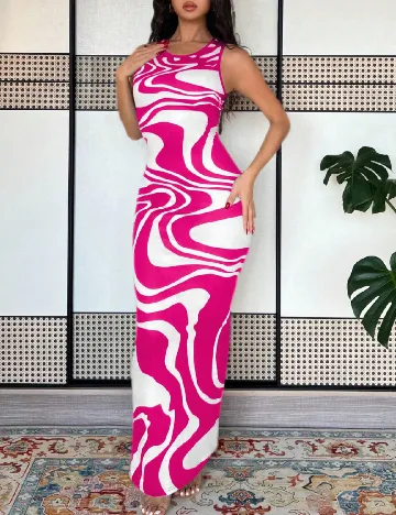 Rochie lunga SHEIN, alb/roz