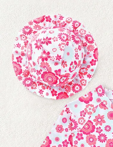 Costum de baie Shein Kids, alb/roz