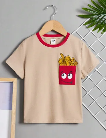 Tricou Shein Kids, crem