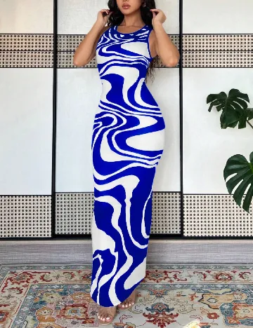 Rochie lunga SHEIN, alb/albastru