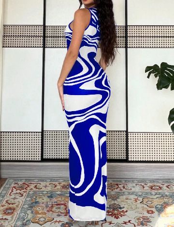 Rochie lunga SHEIN, alb/albastru