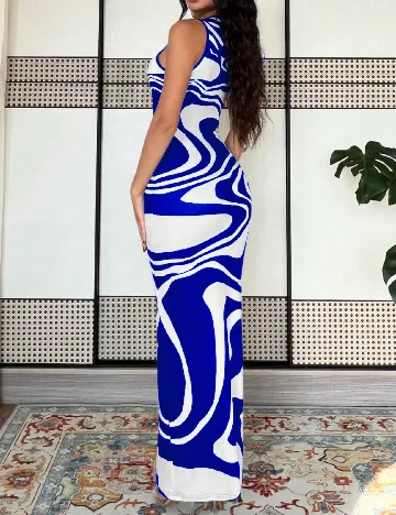 Rochie lunga SHEIN, alb/albastru