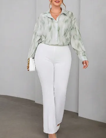 Camasa SHEIN CURVE, verde/alb