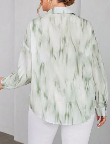 Camasa SHEIN CURVE, verde/alb