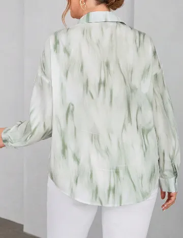 Camasa SHEIN CURVE, verde/alb