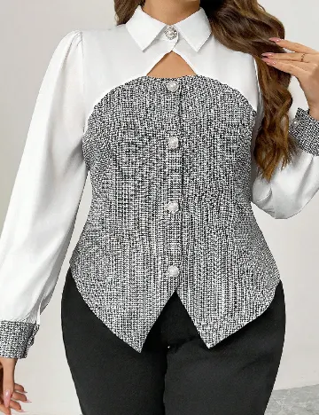 Camasa SHEIN CURVE, alb/negru