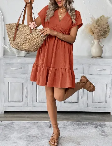 Rochie scurta SHEIN, caramiziu