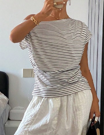 Tricou Dazy, alb/negru