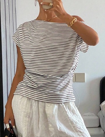 Tricou Dazy, alb/negru