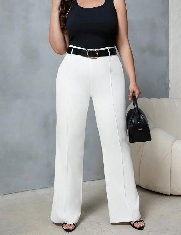 Pantaloni SHEIN CURVE, alb