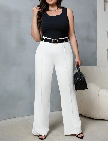 Pantaloni SHEIN CURVE, alb