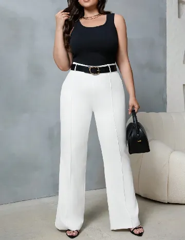 Pantaloni SHEIN CURVE, alb