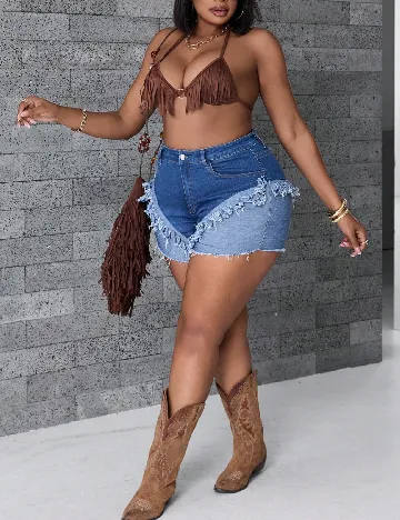 Pantaloni scurti SHEIN CURVE, albastru