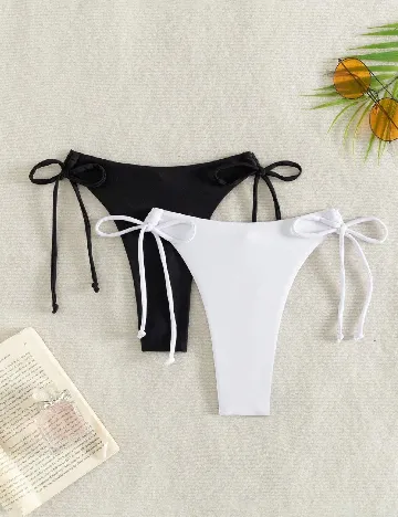 Set chiloti de baie 2 perechi SHEIN, alb/negru