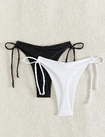 Set chiloti de baie 2 perechi SHEIN, alb/negru