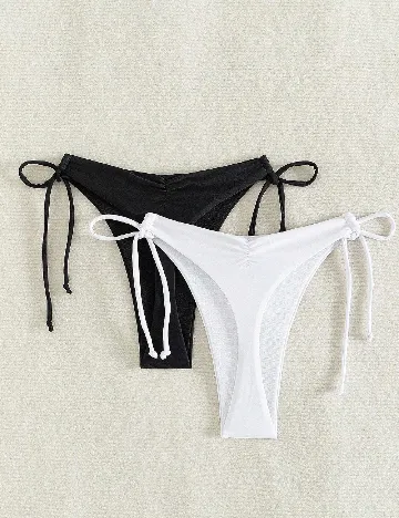 Set chiloti de baie 2 perechi SHEIN, alb/negru