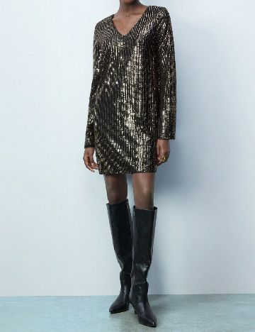 Rochie scurta SHEIN, negru/auriu