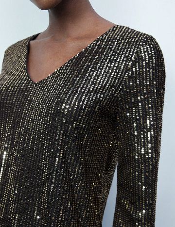 Rochie scurta SHEIN, negru/auriu