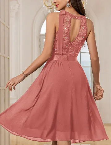 Rochie medie Miusol, roz pudra