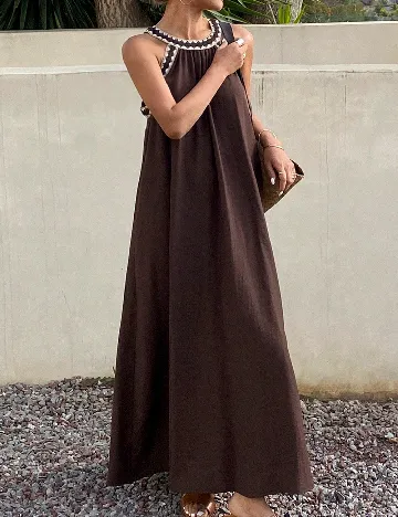 Rochie lunga Dazy, maro