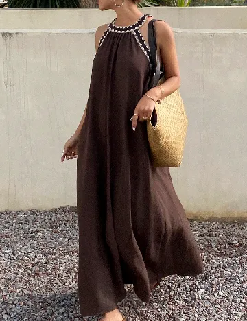 Rochie lunga Dazy, maro