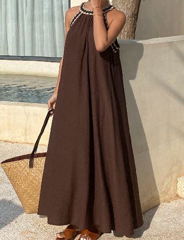 Rochie lunga Dazy, maro