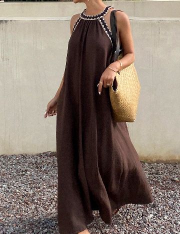 Rochie lunga Dazy, maro