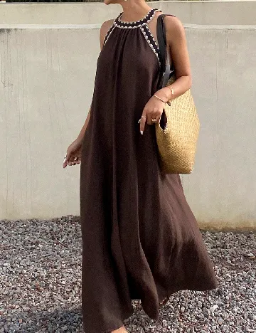 Rochie lunga Dazy, maro