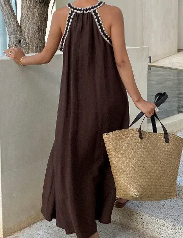 Rochie lunga Dazy, maro