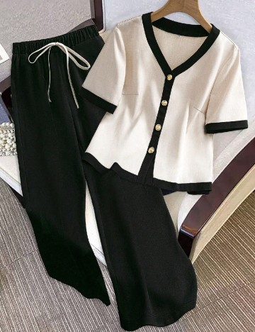 Compleu SHEIN, crem/negru