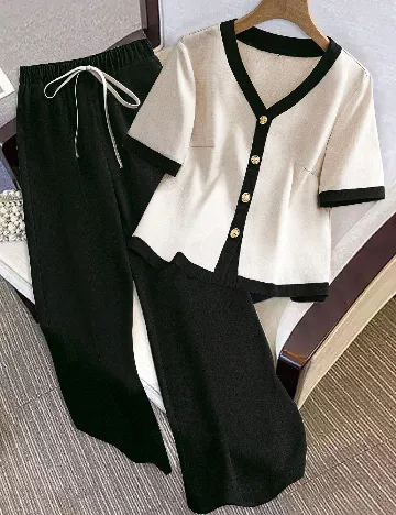 Compleu SHEIN, crem/negru