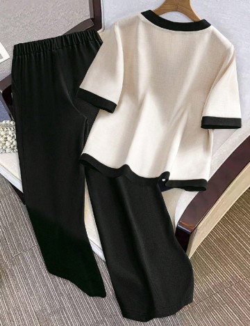 Compleu SHEIN, crem/negru