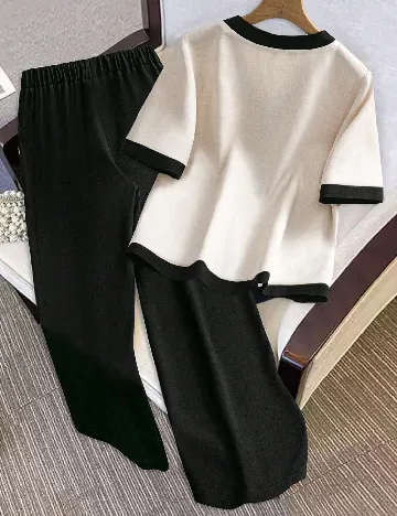 Compleu SHEIN, crem/negru