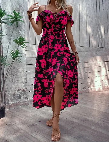 Rochie lunga SHEIN, negru/roz