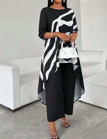 Compleu SHEIN, alb/negru