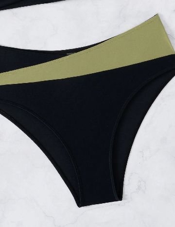 Costum de baie SHEIN, negru/verde