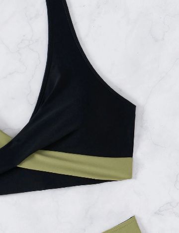 Costum de baie SHEIN, negru/verde