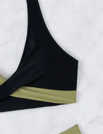 Costum de baie SHEIN, negru/verde