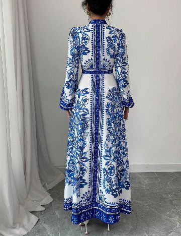 Rochie lunga SHEIN, albastru/alb