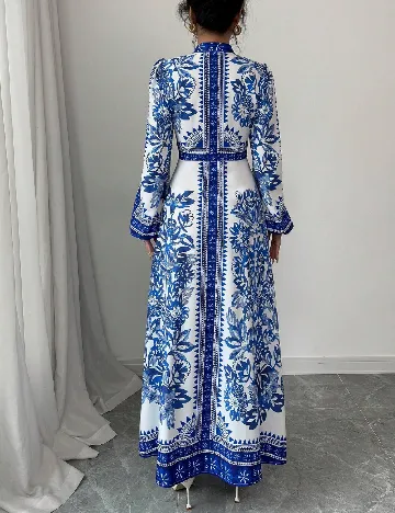 Rochie lunga SHEIN, albastru/alb