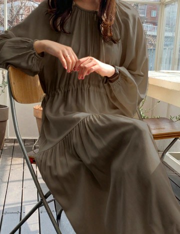 Rochie lunga Dazy, kaki