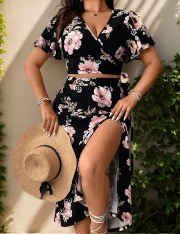 Compleu SHEIN CURVE, floral print