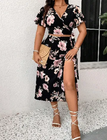 Compleu SHEIN CURVE, floral print