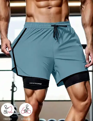 Pantaloni scurti SHEIN Plus Size Men, albastru