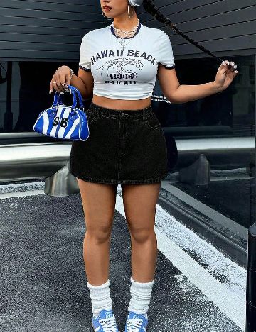 Fusta pantalon SHEIN CURVE, negru