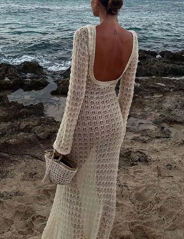 Rochie de plaja SHEIN, ecru