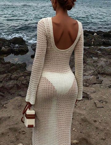 Rochie de plaja SHEIN, ecru