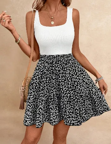 Rochie scurta SHEIN, alb/negru