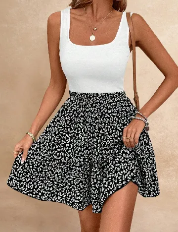 Rochie scurta SHEIN, alb/negru